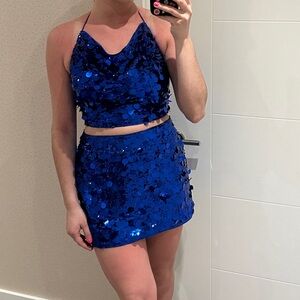 💙blue sequin set